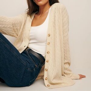 Reformation Giusta Oversized Cashmere Cardigan (Eco Beige) - S